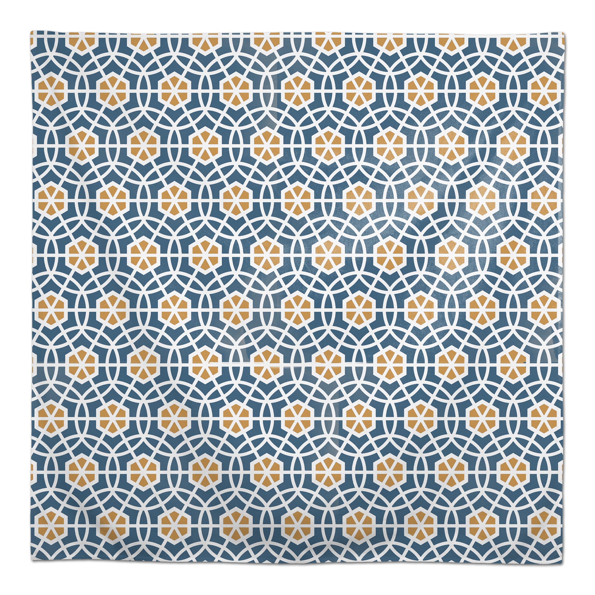 Blue and Yellow Circle Hex 58" x 58" Tablecloth